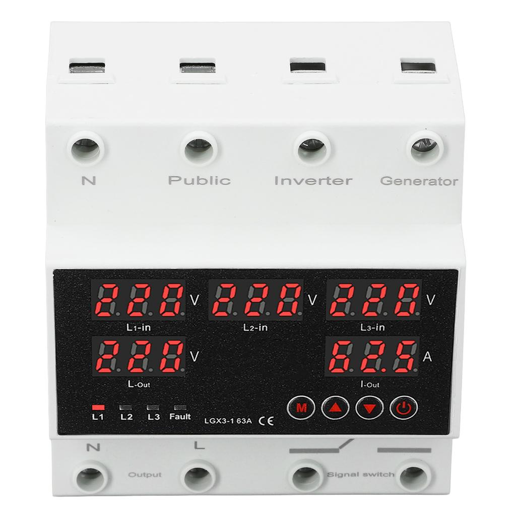 3 Phase 4 Wire Automatic Transfer   63A Changeover   Voltage Protector with LED Display Generator and Inverter