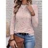 Women's long-sleeved T-shirt for autumn, small floral print, casual street style, round neck pullover, loose fit outdoor T-shirt