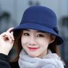 Autumn Winter French Bow Bucket Hat Women Sweet Felt Hat With Folded Shape