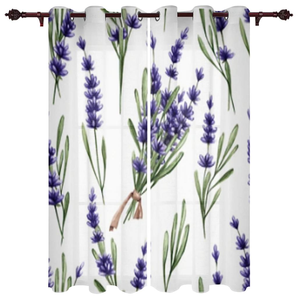 Bedroom Kitchen Curtains Lavender Plant Flowers Curtain Living Room Decoration Items Window Curtains for Living Room