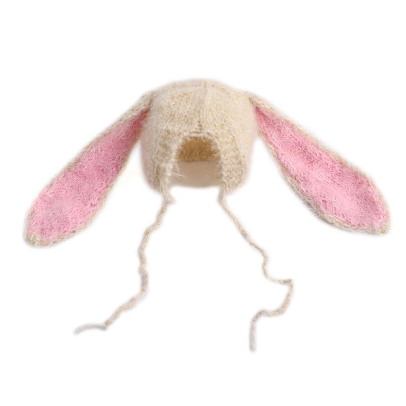 

Bunny Ears Costume Hat Newborn Photography Props Baby Photoshooting Caps Lovely Rabbit Hat Skin-Friendly Infant Headwear 1 бежевый