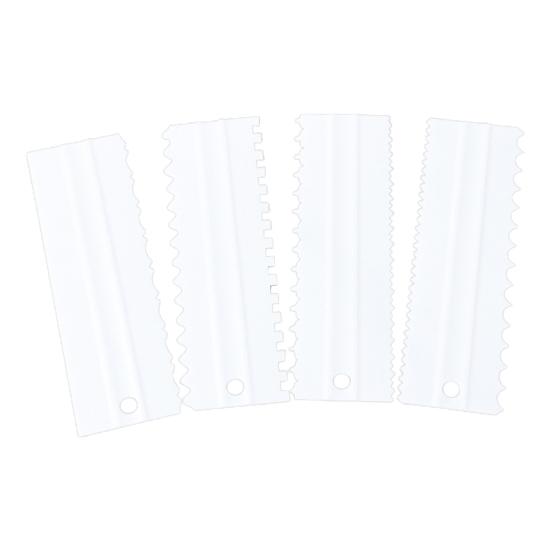 

4Pcs/Set Cake Non-slip Scraper Set Comfortable Grip Plastic Buttercream Cake Scraper Comb Baking