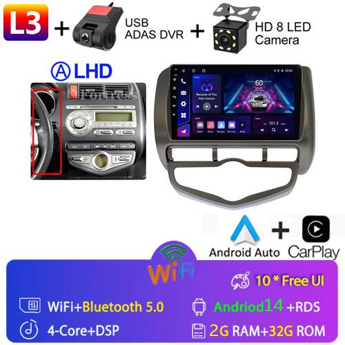 Android 14 Radio For Honda JAZZ City 2002 2003 2004 2005-2007 Car Stereo Multimedia Player Carplay Auto GPS Navigation 2DIN DSP