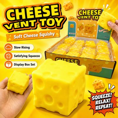 Cheese Block Squishy Toy Realistic Cube Slow Rebound Soft Squeeze Fidget Sensory Stress Relief Office Desk Decor Novelty Gift