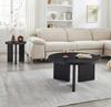 Modern Round Coffee Table Set with Grooved Structure Side Table Coffee Table - Elegance & Functionality for Living Room and Office (2 Pieces)