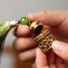 Yellow Sandalwood Cell Phone Chain Hollow Out Carved Wooden Pendants  Key Chain Decoration