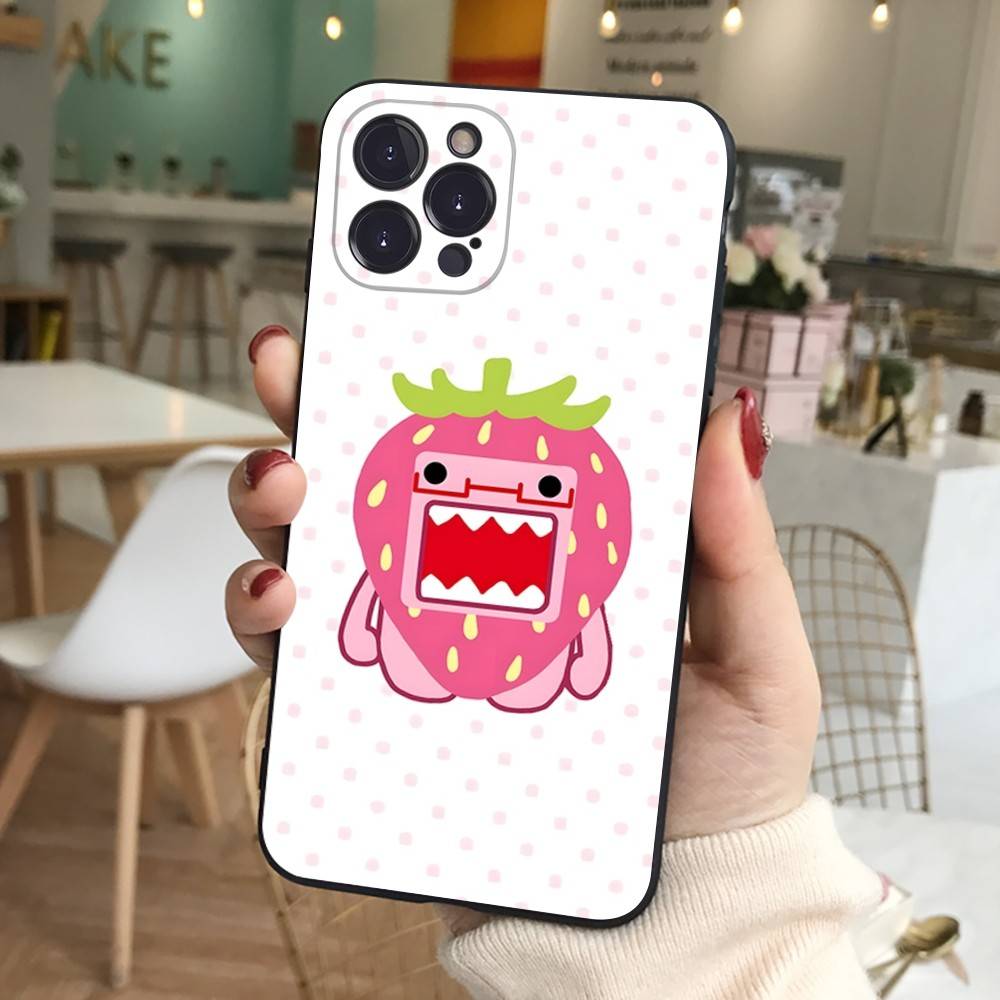 Cute Domo-Kun Black Soft Phone Case For IPhone 16 15 14 13 11 12 17 Pro Max Mini Plus