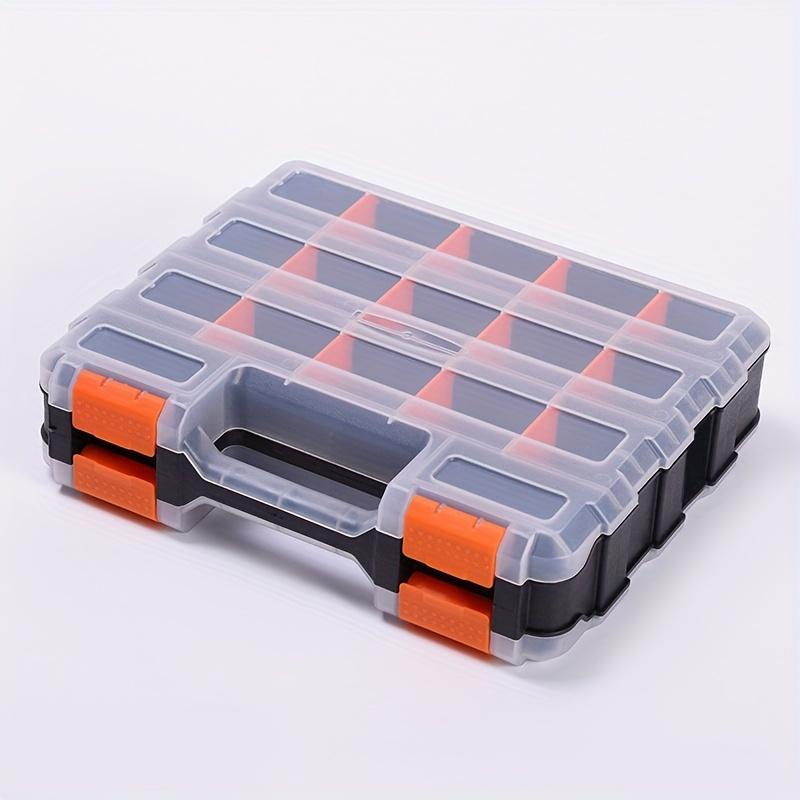 

Double Sided Tool Organizer Box with Removable Dividers, 34 Grids, Durable Plastic Hardware Storage for Screws, Nuts,Small Parts оранжевый