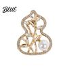 Cheongsam Badge Women Brooch Sparkling Rhinestone Imitation Pearl Inlaid Gourd
