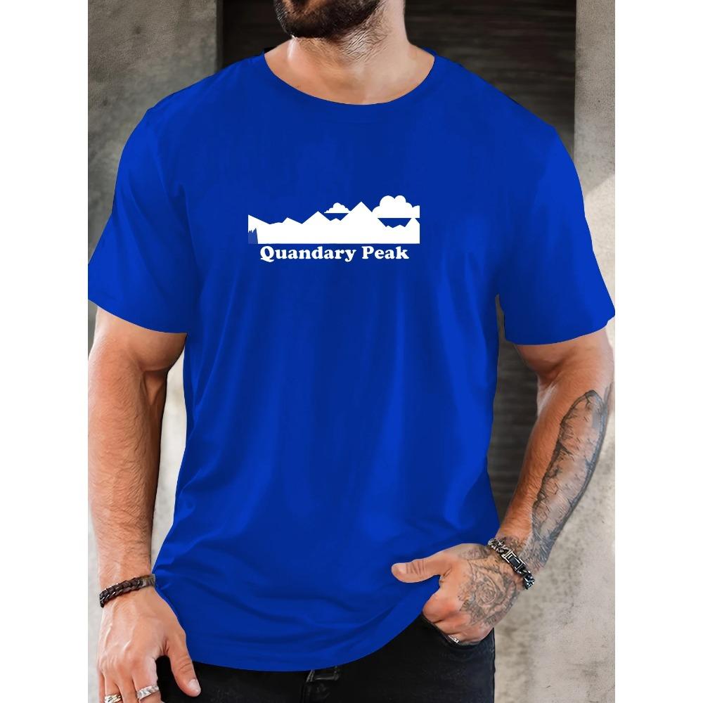 Men's Quandary Peak Pattern Summer Casual Crew Neck Short T-Shirt