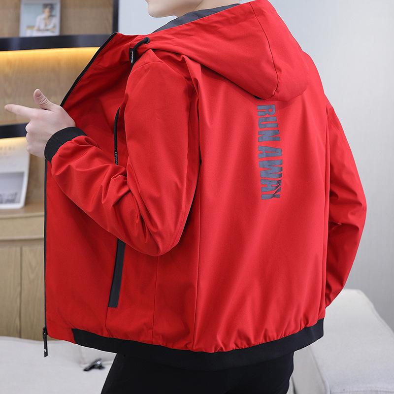 Coat Men's Spring and Autumn Men's Jacket Korean Version Trendy Casual Sports Handsome Autumn Hooded Coat Men