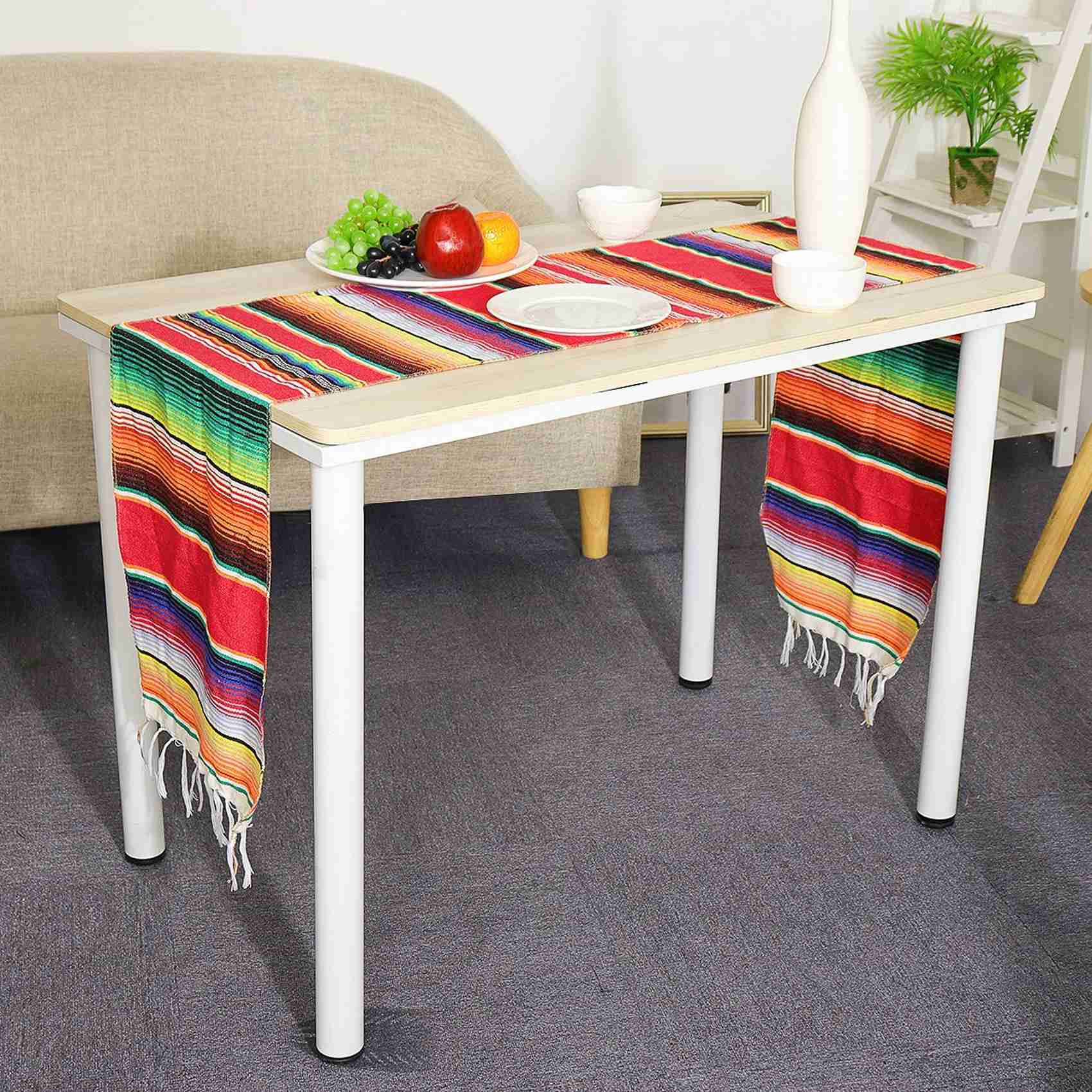 

Good-2 Pack 14 By 84 Inch Mexican Table Runner 14 X 84 Inch Mexican Party Wedding Decorations Fringe Cotton Serape Blanket Table