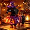 Halloween Dachshund Building Block Set Witch Dog with Lantern Brick Model DIY Spooky Decor Gift for Home Office