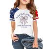 Kids Independence Day Graphic T-Shirt Short Sleeve Crew Neck Casual Tee with Patriotic Print and Star Pattern Sleeves for Boys and Girls