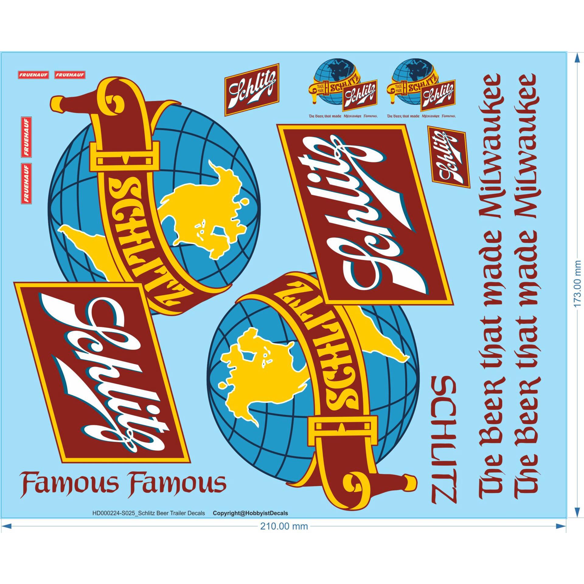 Schlitz Beer Trailer Decals - 1/25 - Water Decals - Waterslide, 1/25 - Waterslide, 1/25