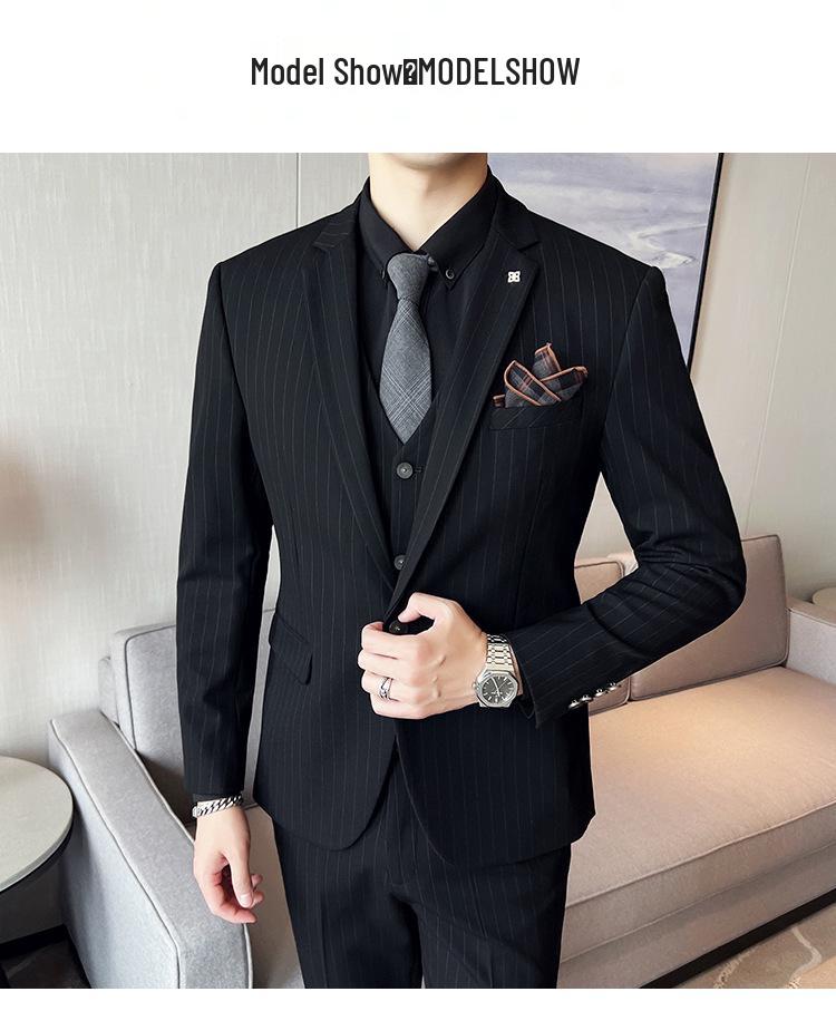 Men's Striped Slim Fit Plus Size Business Casual Suit Set SJT9961-P285