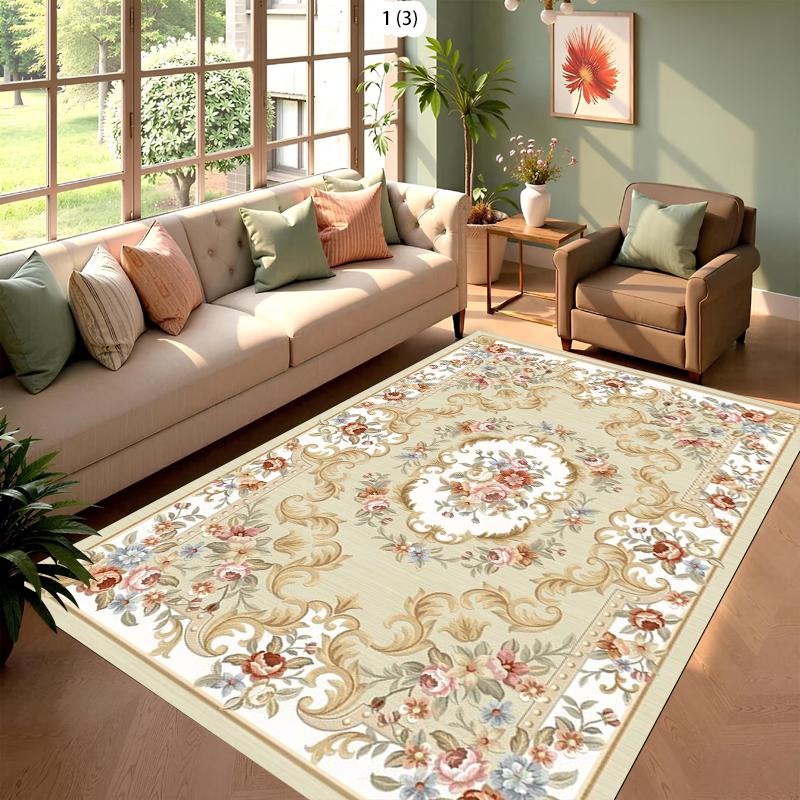 

3D European Flower Carpet Mat Rug Home Decoration Living Room Bedroom Floor Decor Rose Peony Garden Vintage Style Non Slip Rugs 40x60cm