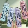1PC Cricket Sport Repeat Text Print 750ml Color Plastic Sports Water Bottle Leakproof Flip Straw Lid Suitable for Sports Office Home Use