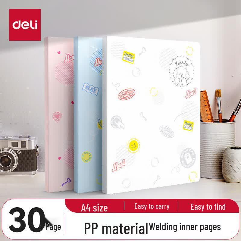 Deli Fashion A4 30-Pocket Document Display Book