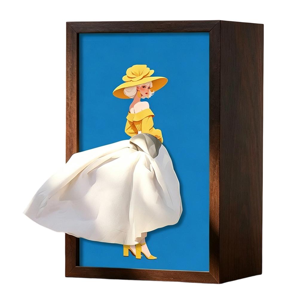 Ballet Girl Art Decorative Tissue Holder Lady Dress Design Tissue Box Wood Tissue Case for Office Countertops Living Room
