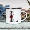 Alphabet Blumen A-Z Vintage Emaille Kaffee Tee Tassen Urlaub Camping Getränke Saft Bier Tassen Zuhause Büro Milch Tasse Geburtstagsgeschenke
