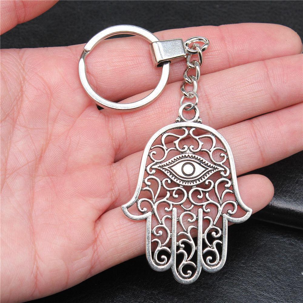 Star of David Talisman Amulet Pendant Antique Bronze Metal Keychain with 30mm Ring for Boys Bag Charm