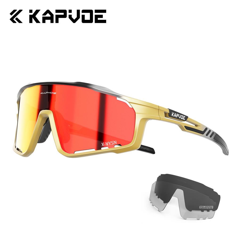 Kapvoe 3lens Cycling Glasses for Men MTB Sunglasses Mountain Bike Bicycle Eyewear Women Sports Goggles Road Speed Skating