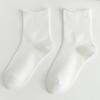 Girls' White Mid-Calf Summer Socks, Thin Japanese JK Style with Lolita Bubble Cuffs