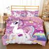 Hot Sale Cartoon Unicorn Kids Girls Pink 3D Bedding Set Duvet Cover Bedcllothes Animal Printed Queen King Size Home Duvet Covers