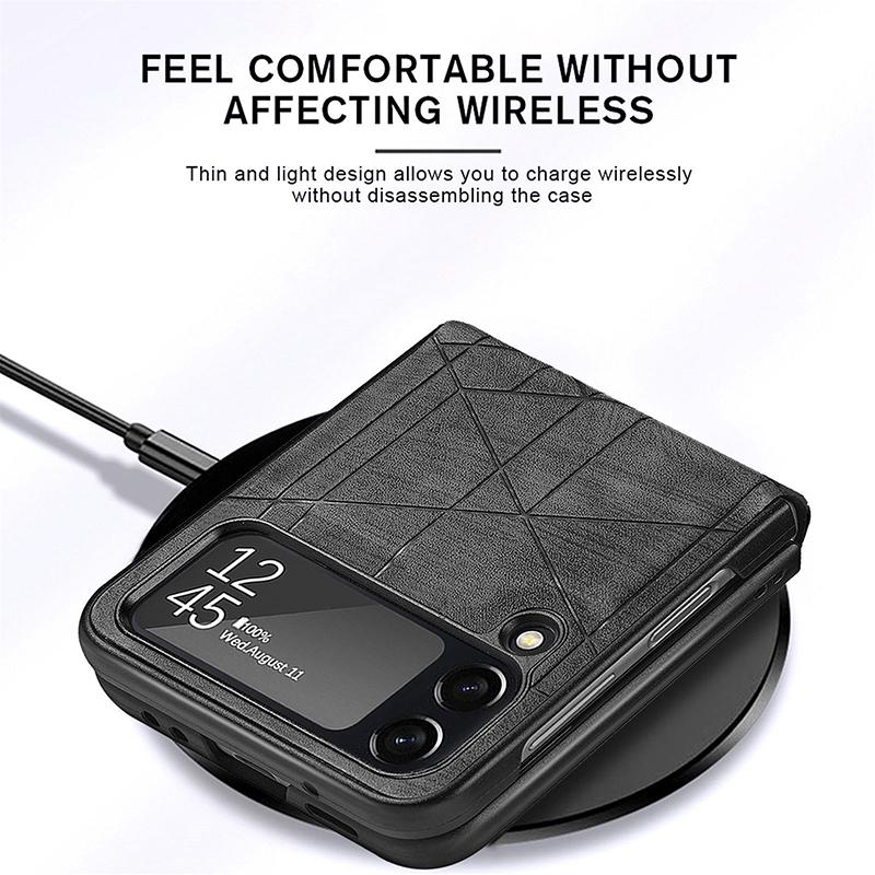 Pro Sumsung Z Flip3 Case Luxusní Splicing Leather Texture Kryt na telefon Samsung Galaxy Z Flip3 Flip3 5g nárazuvzdorný nárazník Coque