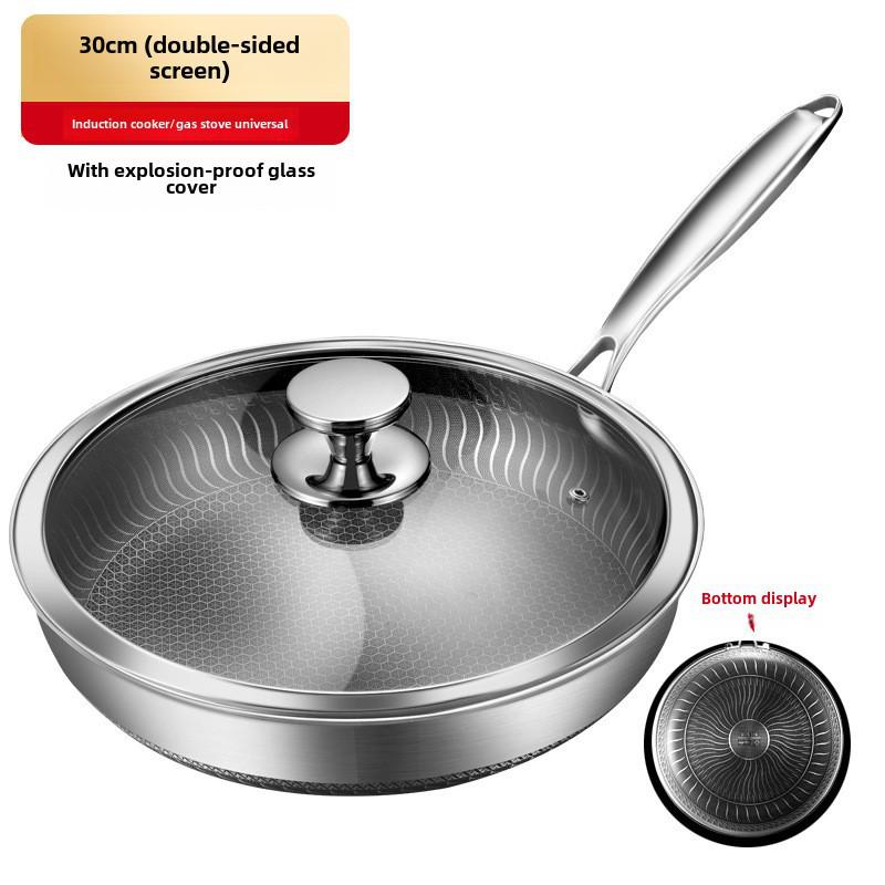 316 Stainless Steel Non-Stick Frying Pan for Electric and Open Flame Stoves, Less Smoke, Ideal for Cooking Steak.