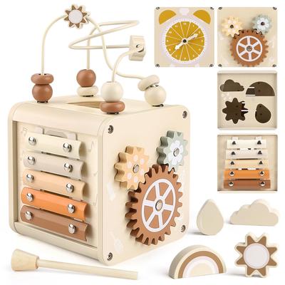 Montessori Toy for 1-year-olds, Wooden Toy, Educational Toy for Girls and Boys, Finger Dexterity, Shape Recognition, Clock, Music Xylophone, Birthday