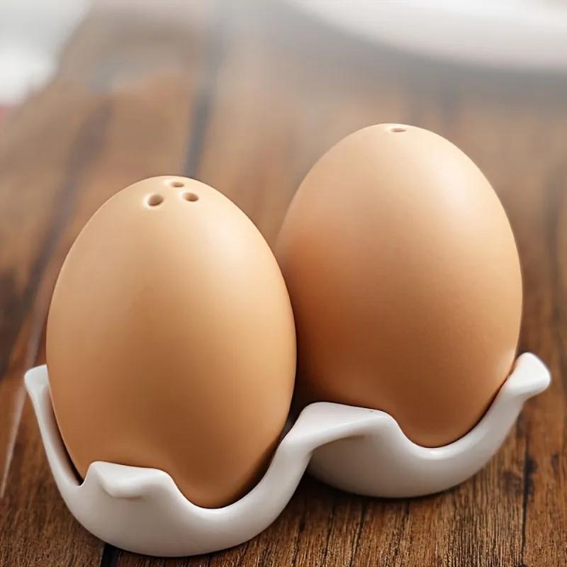 Egg Shaped Ceramic Flavoring Utensils Creative Ceramic Kitchen Household Eggs Grid Practical Kitchen Tools Seasoning Jar Bottles