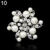 Faux Pearl Flower Brooch Collar Pin Rhinestone Crystal Bridal Jewelry Present