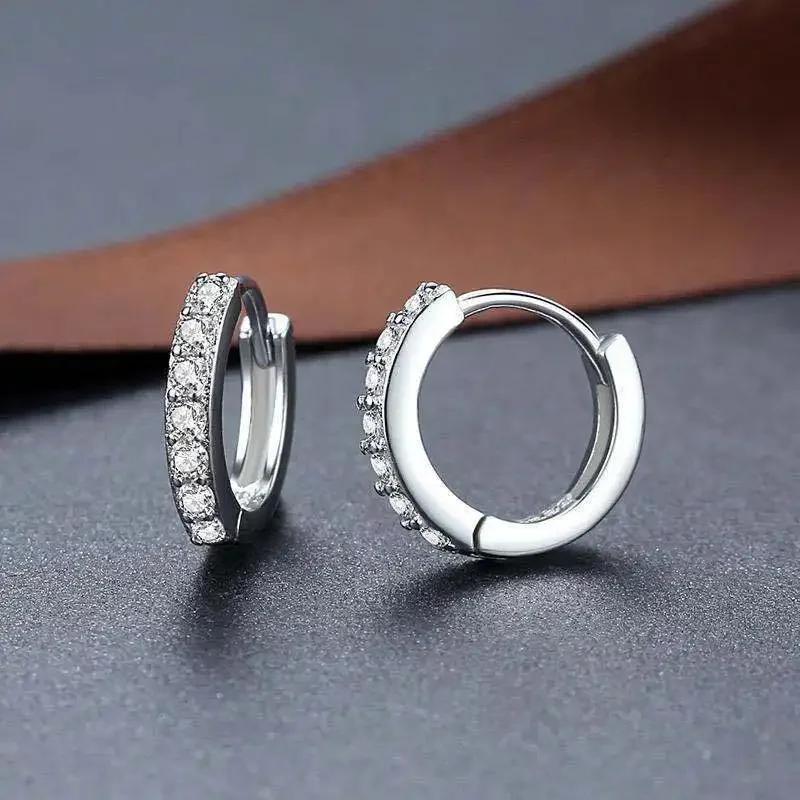 Korean Fashion Silver Color Round Hoop Earrings for Women Charm Sparkling Zircon High Quality Wedding Jewelry Accessories Gift