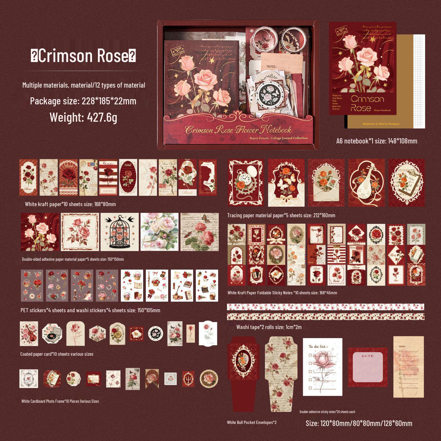 ZABC Retro Rose Bullet Journal Gift Box - Hoshino Kimi Series Notebook Set