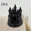 Retro Magischer Turm Schmuck 3D Gedruckter Mittelalterlicher Schloss Kerzenhalter, Gotischer Dunkel Schwarz Matt Teelicht Ständer Kerzenständer, Fantasy für Halloween