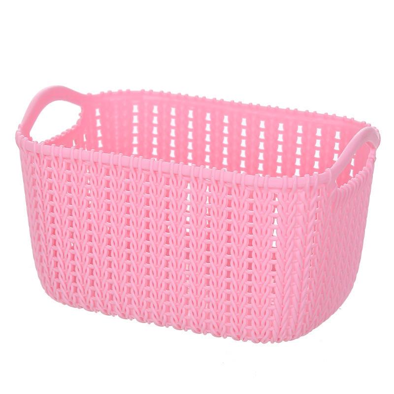 

Небольшая настольная корзина из искусственного ротанга для хранения разных вещей, пультов дистанционного управления и косметики розовый
