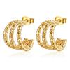 LT- MS-103 INS-style Light Luxury Stainless Steel Earrings for Women Trendy 18K-plated Earrings Multi-layer Earrings
