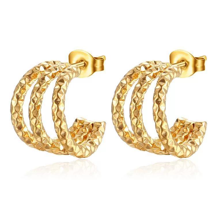 LT- MS-103 INS-style Light Luxury Stainless Steel Earrings for Women Trendy 18K-plated Earrings Multi-layer Earrings