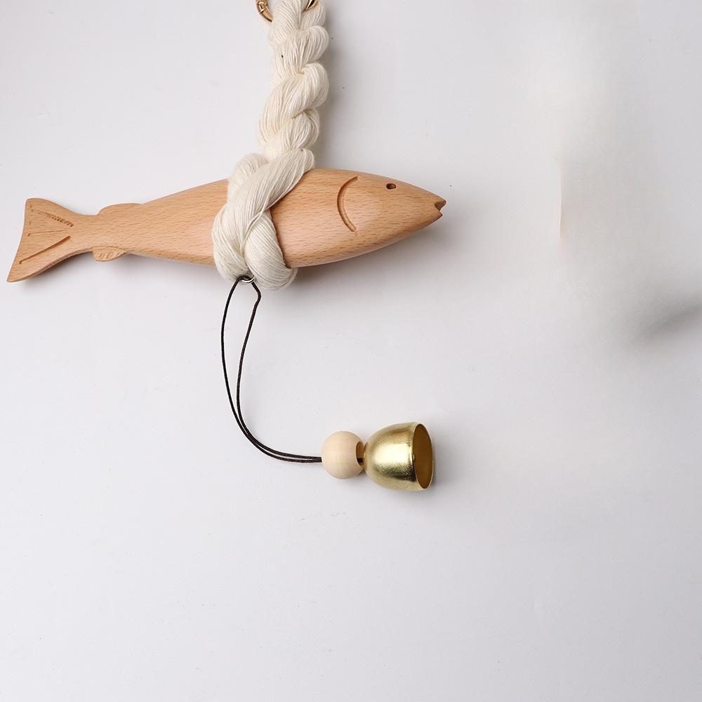 Weaving Taimingyu high-quality beech wood carving simulation fish wooden bell entrance fish pendant solid wood decoration gift