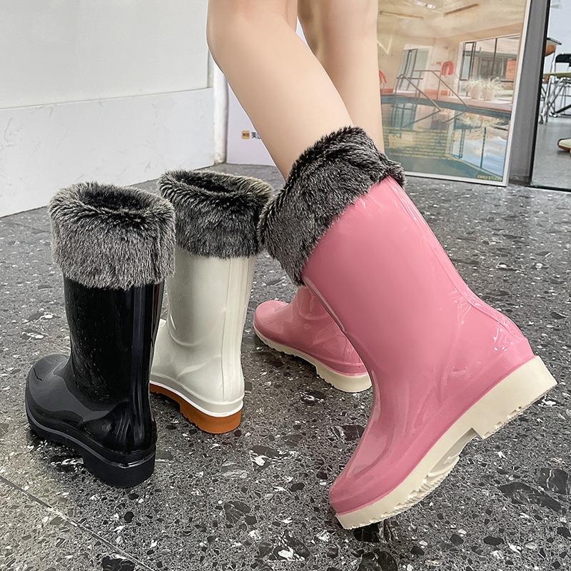 Trend Mid-tube Rain Shoes Women's Non-slip Mid-top Waterproof Shoes Rain Shoes Water Boots Rain Boots Women's Car Wash Kitchen Rubber Shoes