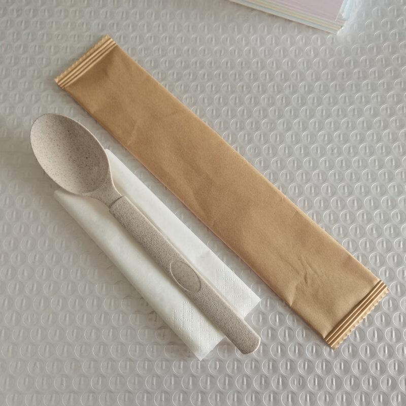ZISIZ Disposable Spoon Fork with Tissue