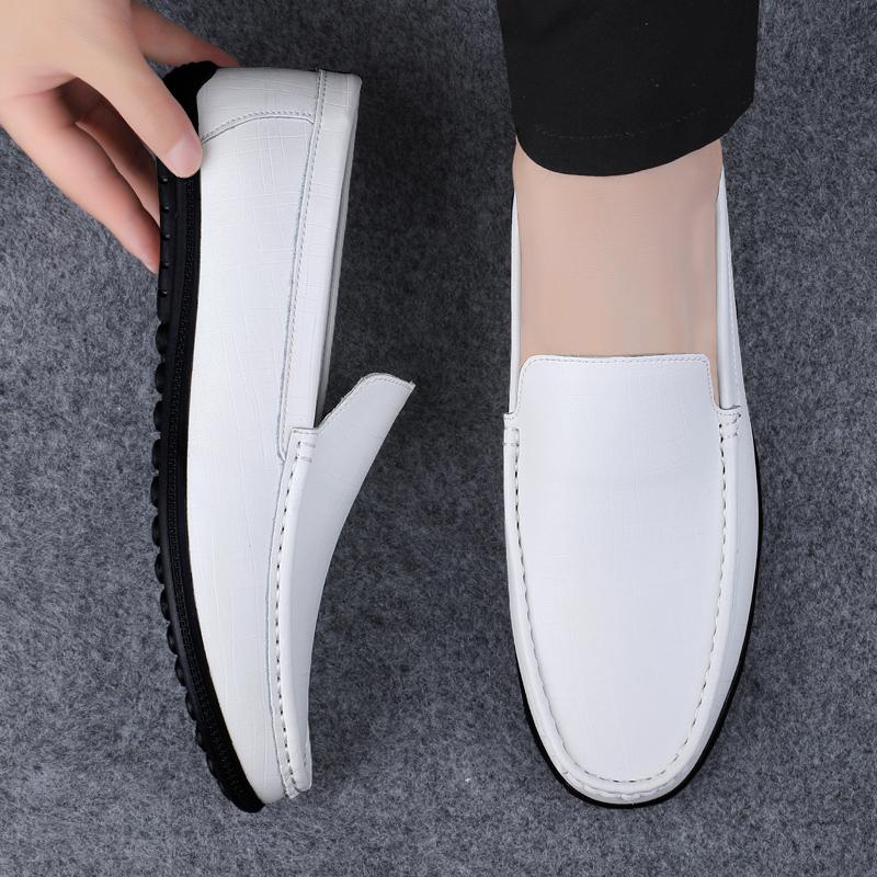 White Penny Loafers Shoes For Men Boat Shoes Business Large Size 46 Leather Man Moccasins Mens Driving Casual Shoe Slip On Flats
