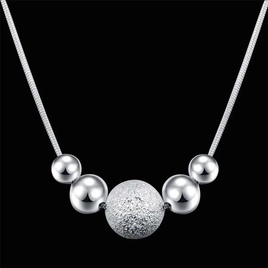 Charms wedding party silver Plated new lady bead women necklace jewelry fashion cute pendant LN019