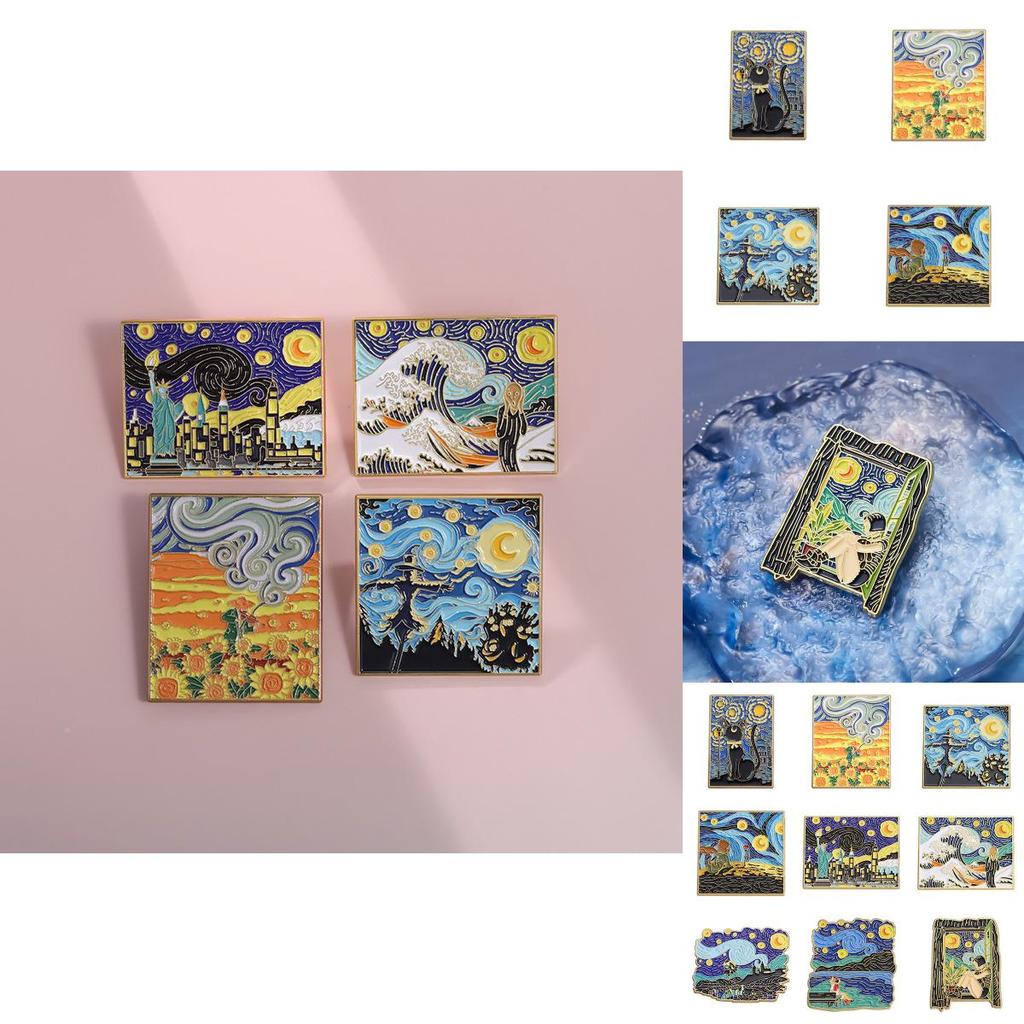 Unique Cartoon Inspired Artistic Brooch With Dreamy Starry Sunflower Design For All