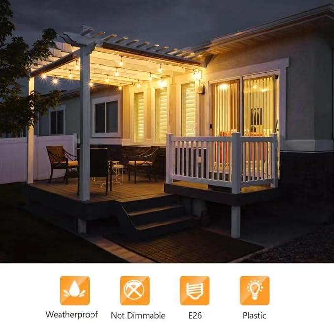 S14 shatterproof and waterproof outdoor LED spotlight 1W S14 replacement bulbs for patio garden warm white 2200K 70 lumens spotlight