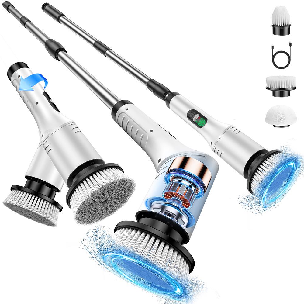 Multi-functional Wireless Electric Cleaning Brush with Rotating Telescopic Handle and Digital Display