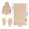 3Pcs/Set Thicken Knit Beanie Snood Set Plush Lining Touchscreen Gloves  for Men Women