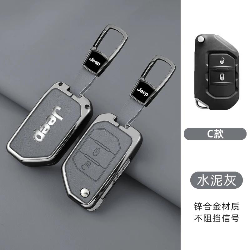 For Jeep Metal Leather 2 3 4 Buttons Car Flip Key Case Cover For Jeep Gladiator JT Sahara JLU Wrangler JL Rubicon 2018 2019 A